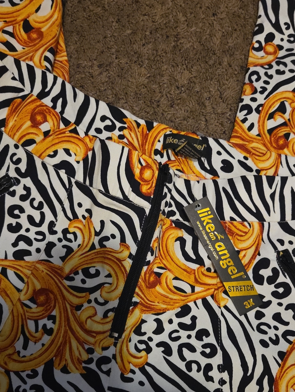 Zebra & Gold Scroll Flare Pants - Picture 4 of 4
